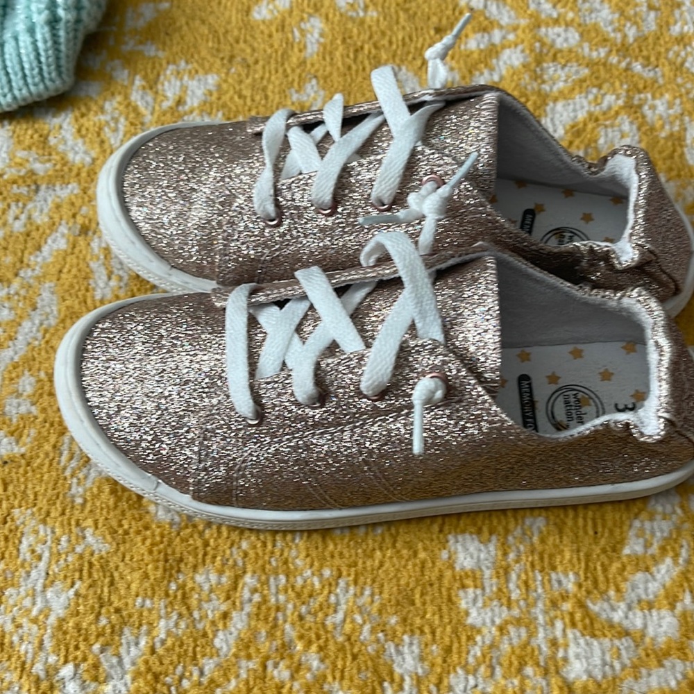 Gold Glitter Slip On Sneakers